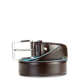 Men’s belt with prong buckle, light blue contrasting inside and edges Blue Square