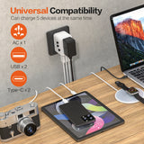 World Travel Adapter with 2 USB-C + 2 USB-A 21W