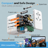 World Travel Adapter with 2 USB-C + 2 USB-A 21W